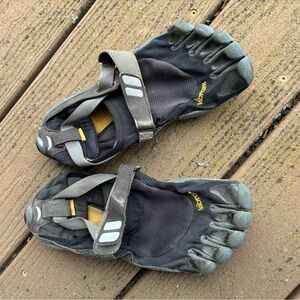 Vibram FiveFingers Black with Grey and Yellow Accents Minimalist Toe Shoes
